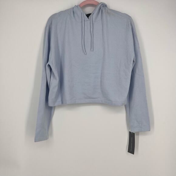 French Connection Pullover Cropped Hooded Sweater Womens Size Large - Picture 1 of 6
